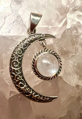 Moonstone Crescent Moon Pendant