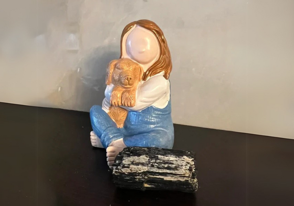 Resin Mom and Dog figurine