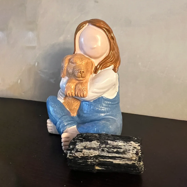 Resin Mom and Dog figurine