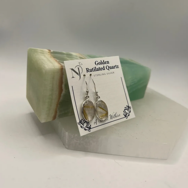 Golden Rutile Earrings in Sterling Silver