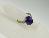 Amethyst ring in white bronze