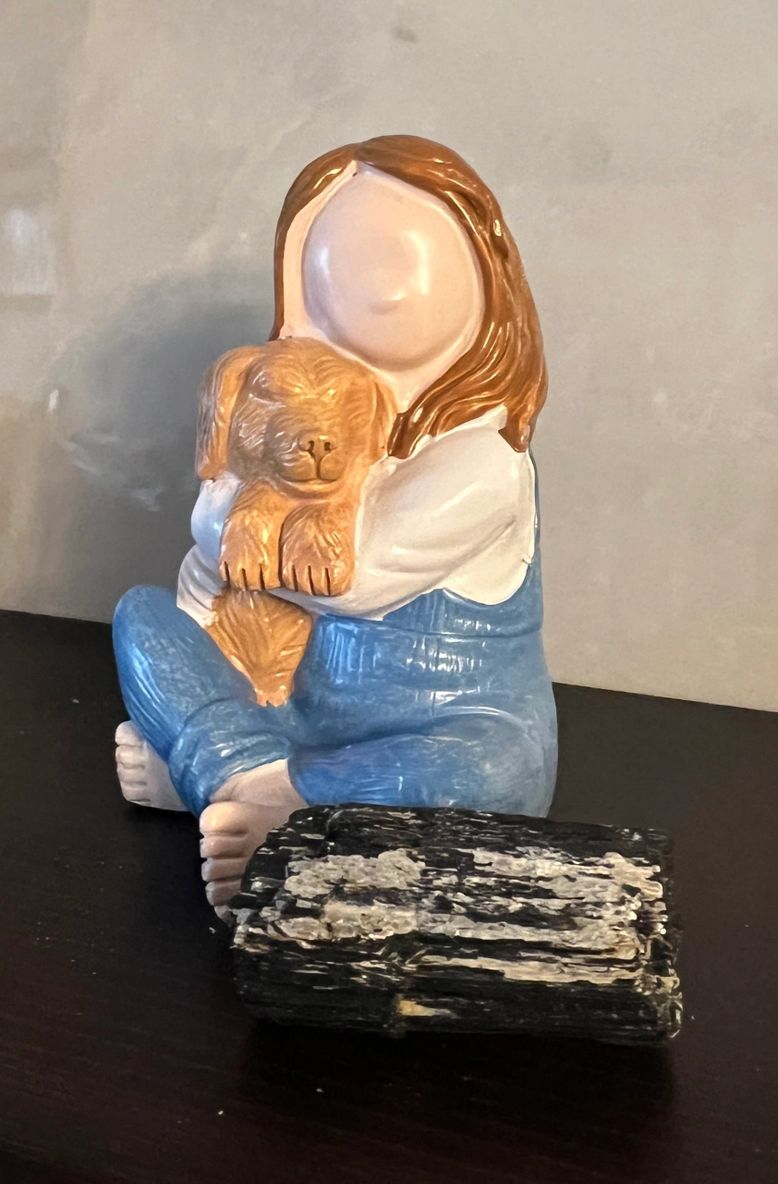 Resin Mom and Dog figurine