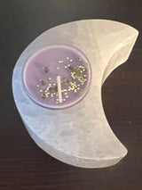 Crescent Moon Selenite Candle Holder