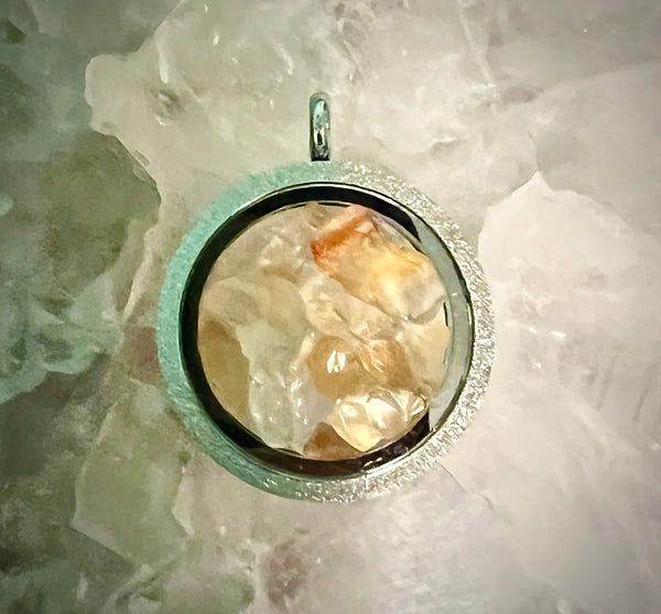 Citrine and Clear Quartz Floating necklace