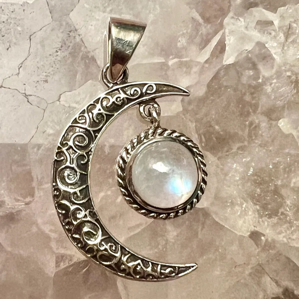 Moonstone Crescent Moon Pendant