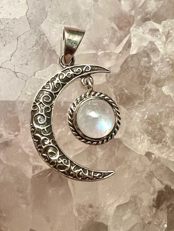 Moonstone Crescent Moon Pendant