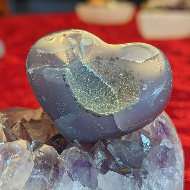 Polished Agate Druzy Heart