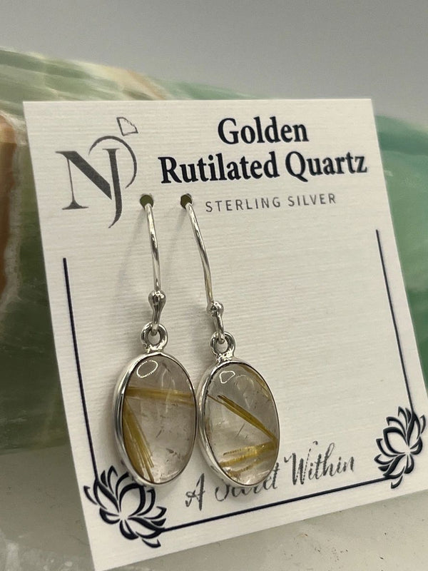 Golden Rutile Earrings in Sterling Silver